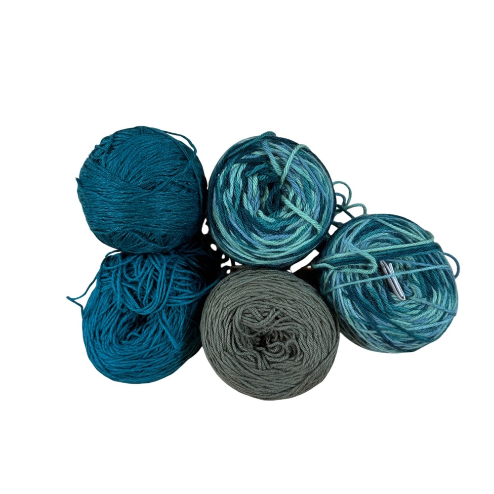 Cascade Yarns Lot 5 Pure‎ Alpaca Paints Baby Alpaca & Hampton Cotton Linen Teal